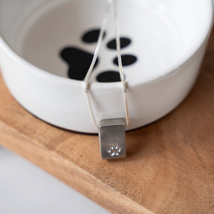 Rectangle Pendant w/Paw Print Cremation Jewelry-Jewelry-Madelyn Co-Afterlife Essentials