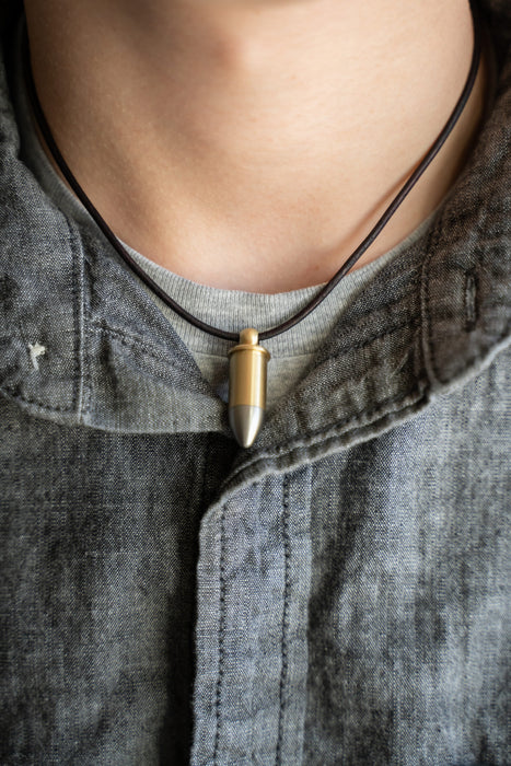 Two Tone Bullet Pendant Cremation Jewelry-Jewelry-Madelyn Co-Afterlife Essentials