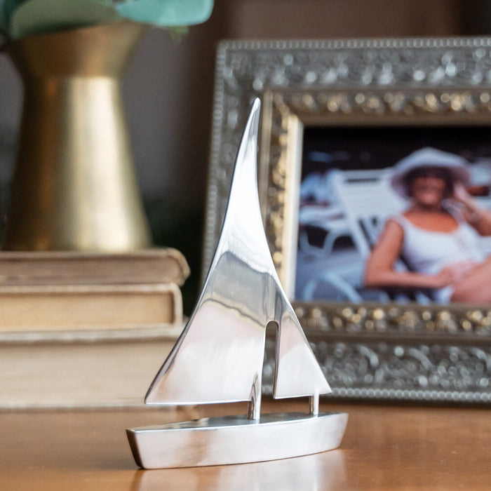 Sailboat Keepsake Cremation Urn-Cremation Urns-Madelyn Co-Polished Pewter-Afterlife Essentials