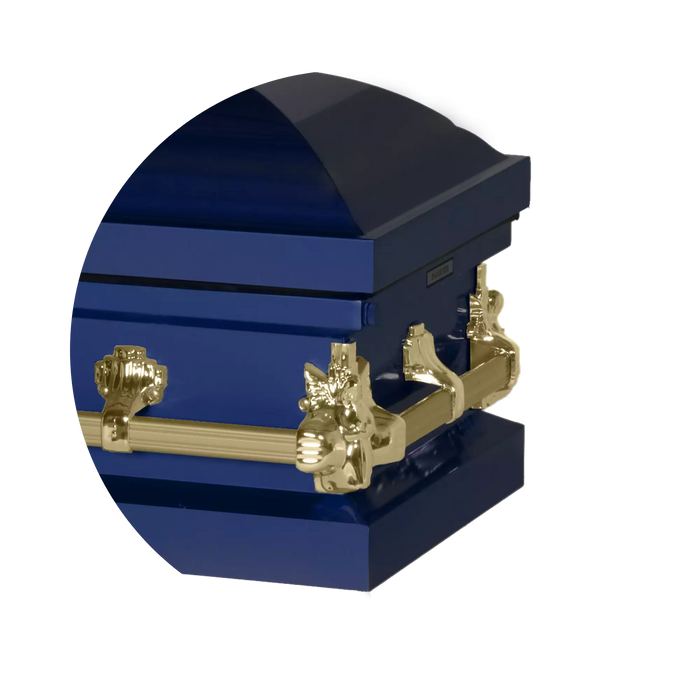 Steel Pet Casket - Dark Blue & Gold-Pet Caskets-Titan Caskets-Afterlife Essentials