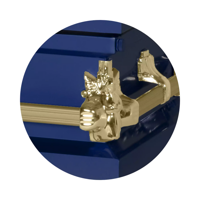 Steel Pet Casket - Dark Blue & Gold-Pet Caskets-Titan Caskets-Afterlife Essentials