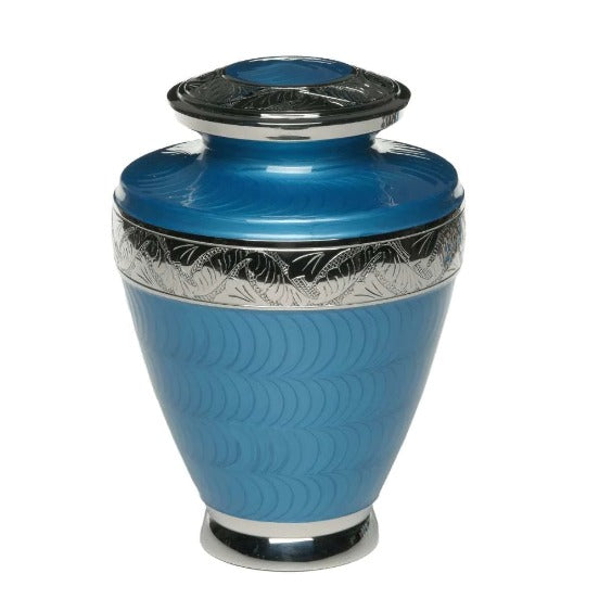 Brass Cremation Urn Enamel Overlay– Adult-Cremation Urns-Bogati-Dark Blue-Afterlife Essentials