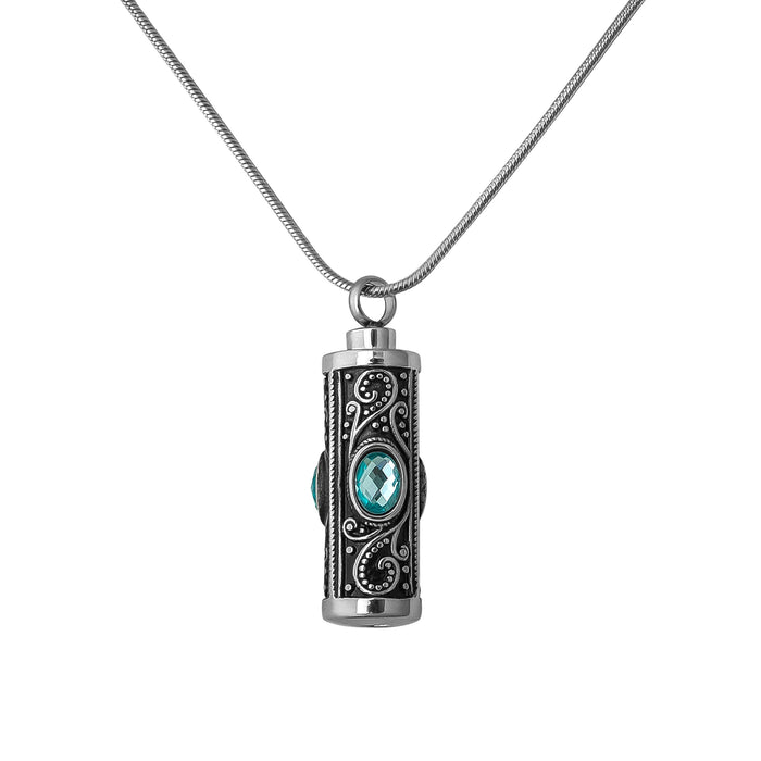Crystal Vintage Cylinder Memorial Necklace-Jewelry-Anavia-Afterlife Essentials