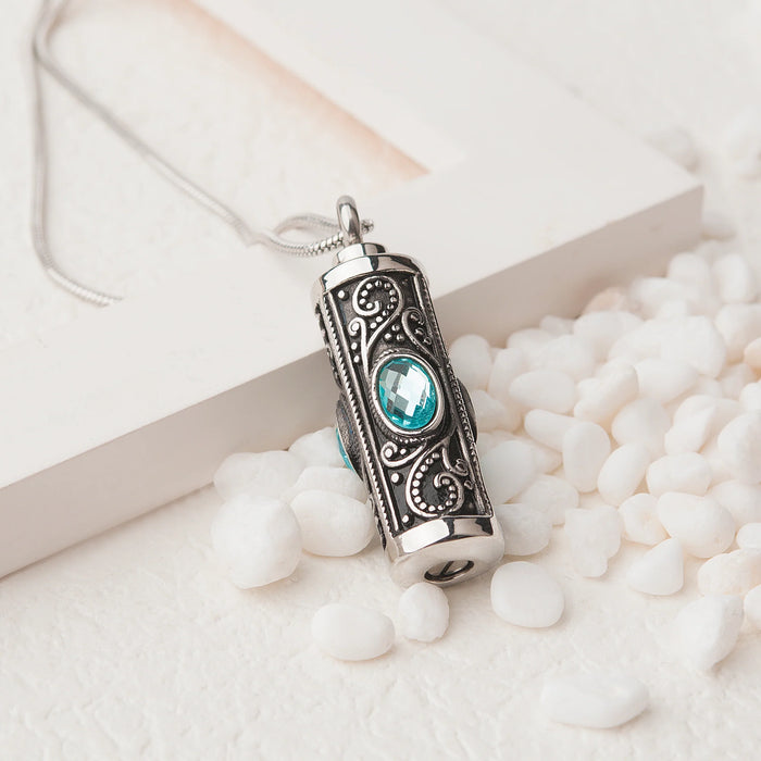 Crystal Vintage Cylinder Memorial Necklace-Jewelry-Anavia-Afterlife Essentials