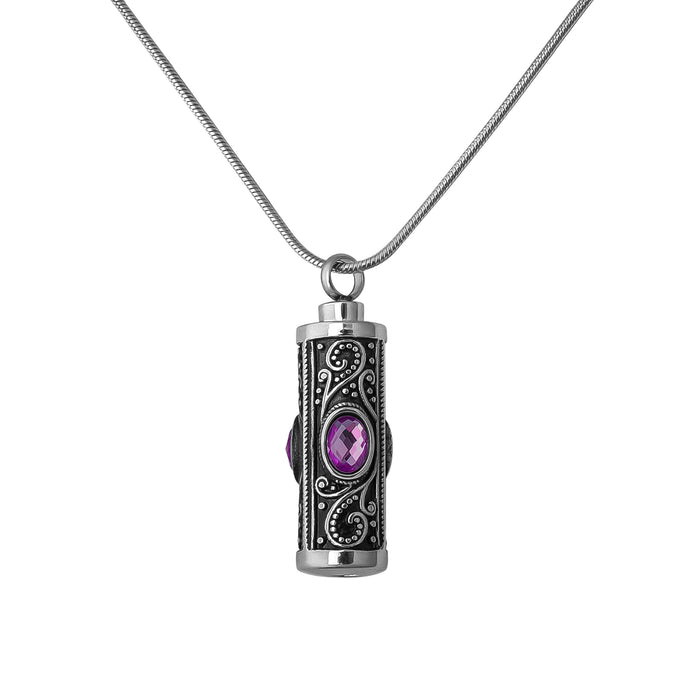 Crystal Vintage Cylinder Memorial Necklace-Jewelry-Anavia-Afterlife Essentials