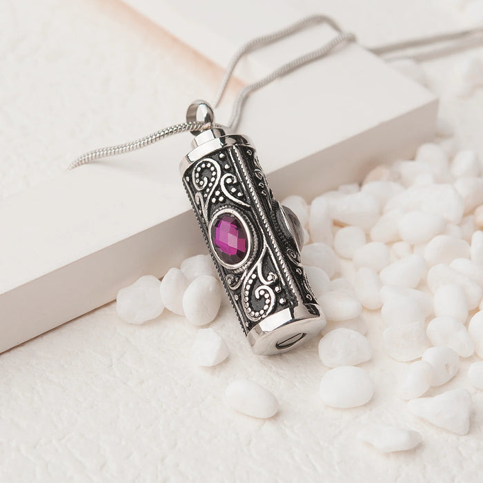 Crystal Vintage Cylinder Memorial Necklace-Jewelry-Anavia-Afterlife Essentials