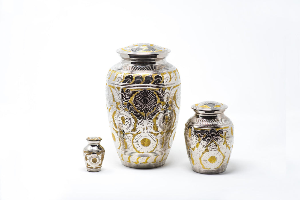 509/10" Silver/Gold Solid Brass Cremation Urn-Cremation Urns-Urns of Distinction-Afterlife Essentials