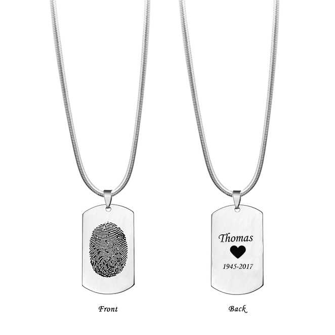 Fingerprint Dog Tag Memorial Necklace-Jewelry-Anavia-Afterlife Essentials