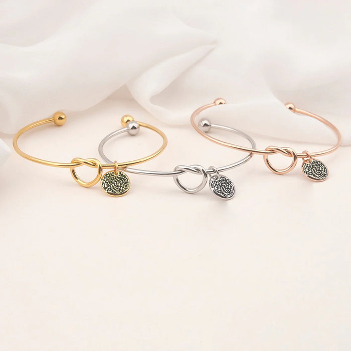 Custom Fingerprint Charm Memorial Bangle Bracelet-Jewelry-Anavia-Afterlife Essentials