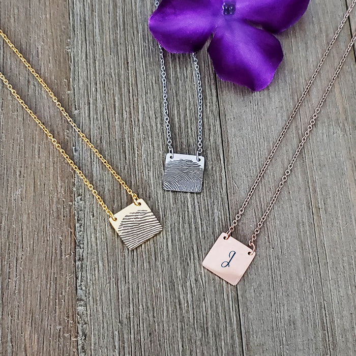 Square Fingerprint Memorial Necklace-Jewelry-Anavia-Afterlife Essentials