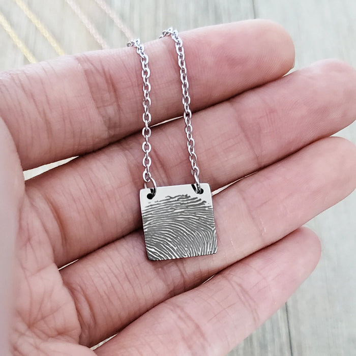 Square Fingerprint Memorial Necklace-Jewelry-Anavia-Afterlife Essentials
