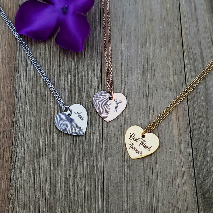 Half Heart Fingerprint Memorial Necklace-Jewelry-Anavia-Afterlife Essentials