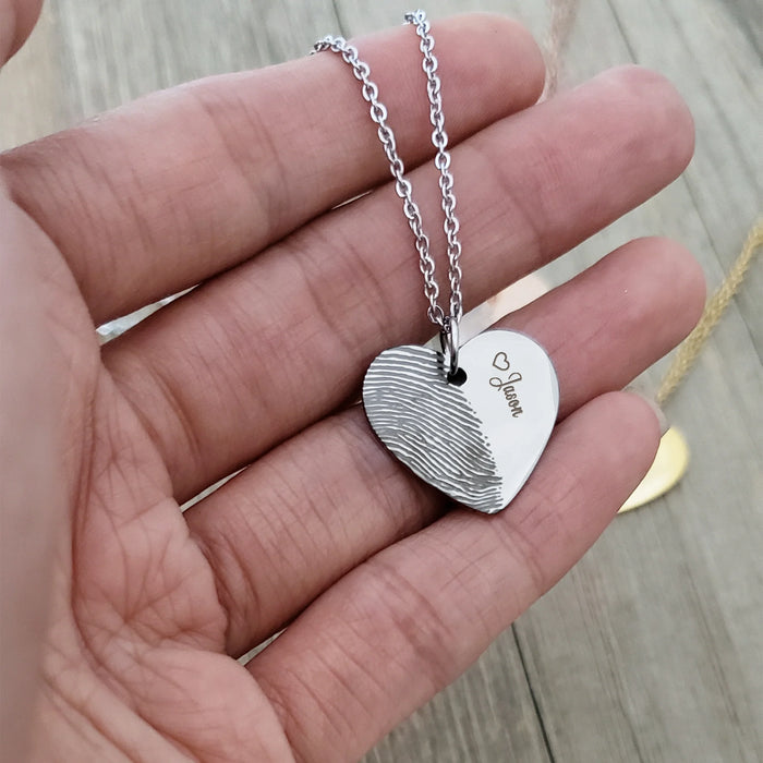 Half Heart Fingerprint Memorial Necklace-Jewelry-Anavia-Afterlife Essentials