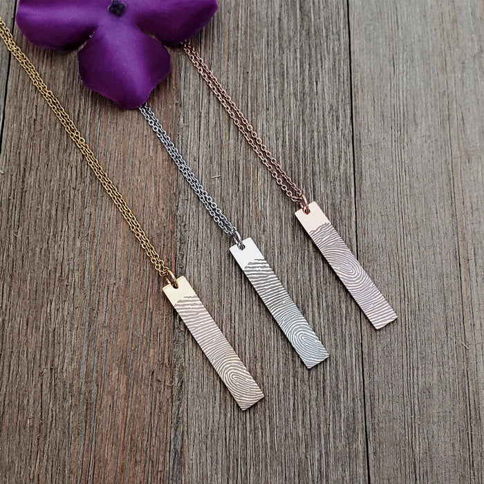 Bar Fingerprint Memorial Necklace-Jewelry-Anavia-Afterlife Essentials