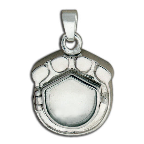 Sterling Silver "Photo" Paw Print Cremation Locket Jewelry - PG71147-Jewelry-Photograve-Sterling Silver-3/5" X 3/4"-Afterlife Essentials