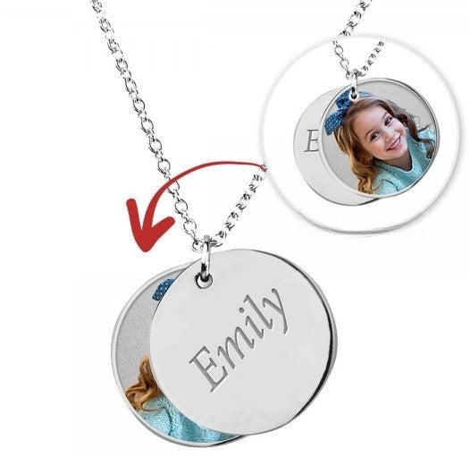Sterling Silver Double Round Charm Necklace Jewelry-Jewelry-Photograve-Sterling Silver-3/4" X 3/4"-Afterlife Essentials
