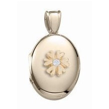 14K Yellow Gold Cremation & Hair Locket w/ Diamond Center Jewelry - 610PG65352-Jewelry-Photograve-14K Yellow Gold-1/2" X 1"-Afterlife Essentials