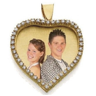 14K Gold Large Diamond Heart Photo Pendant Jewelry-Jewelry-Photograve-Afterlife Essentials