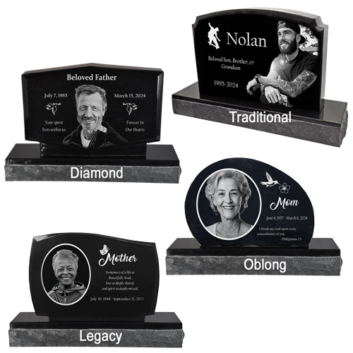 Photo Laser Engraved Granite Headstone- Diamond-Headstones-New Memorials-Afterlife Essentials