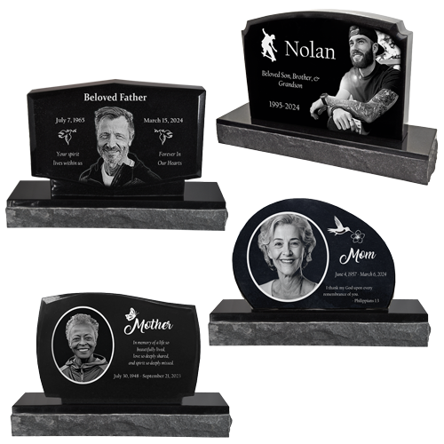 Black granite laser etched headstones shop