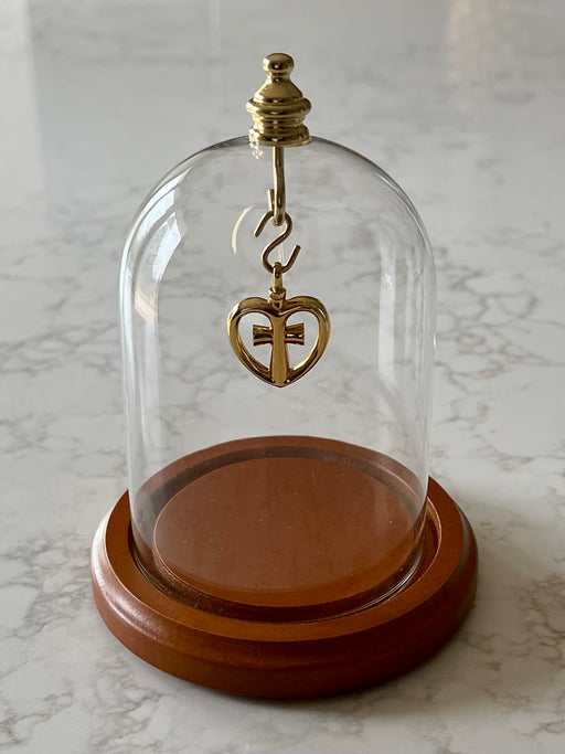 Glass Blown Dome with Cherry Base & Brass Hook-Accessories-Madelyn Co-Afterlife Essentials