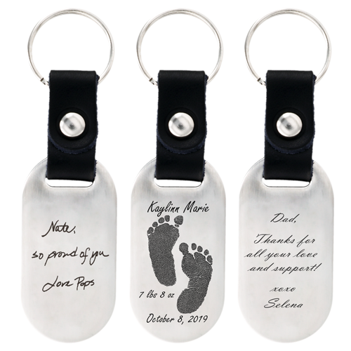 Memory Forge Personalized Men's Stainless Steel and Leather Key Ring Keepsake-Jewelry-New Memorials-Afterlife Essentials