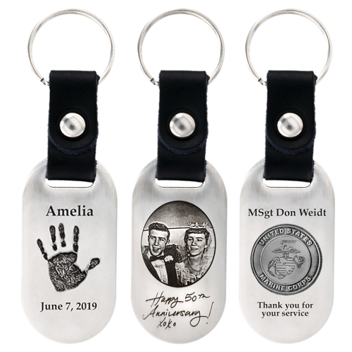 Memory Forge Personalized Men's Stainless Steel and Leather Key Ring Keepsake-Jewelry-New Memorials-Afterlife Essentials