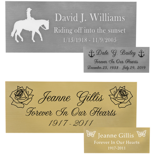 Engraved Memorial Plaque- Brass or Silver Finish, 2 sizes-Plaques-New Memorials-Afterlife Essentials
