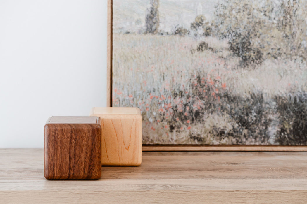 Walnut Artisan Cube, Small/Infant Cremation Urn-Cremation Urns-Urns of Distinction-Afterlife Essentials