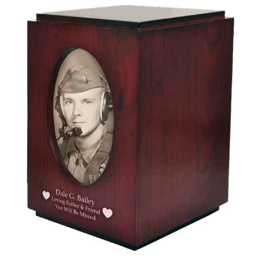 Cherry Finish Wood with Oval Photo Window 200 cu in Cremation Urn-Cremation Urns-New Memorials-Afterlife Essentials