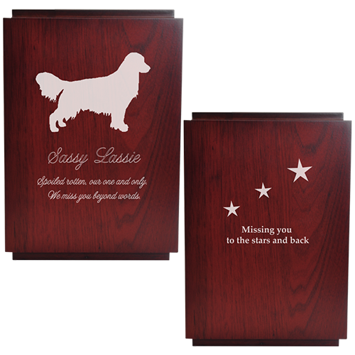 Cherry Finish Wood with Oval Photo Window Pet 200 cu in Cremation Urn-Cremation Urns-New Memorials-Afterlife Essentials