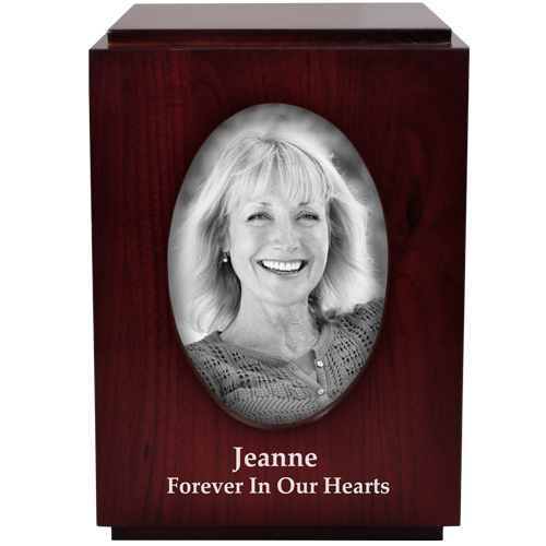 Cherry Finish Wood with Oval Photo Frame 200 cu in Cremation Urn-Cremation Urns-New Memorials-Afterlife Essentials