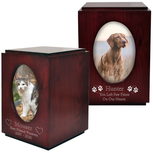 Cherry Finish Wood with Oval Photo Window Pet 200 cu in Cremation Urn-Cremation Urns-New Memorials-Afterlife Essentials