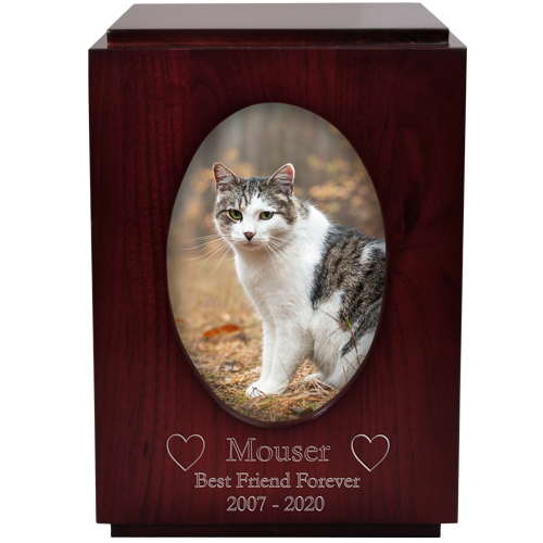 Cherry Finish Wood with Oval Photo Window Pet 200 cu in Cremation Urn-Cremation Urns-New Memorials-Afterlife Essentials