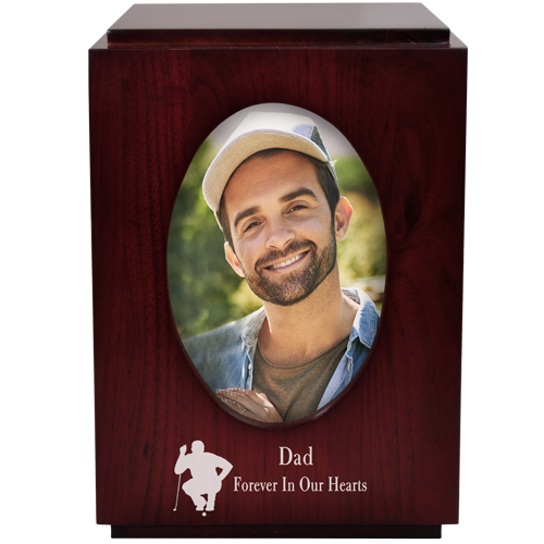 Cherry Finish Wood with Oval Photo Frame 200 cu in Cremation Urn-Cremation Urns-New Memorials-Afterlife Essentials