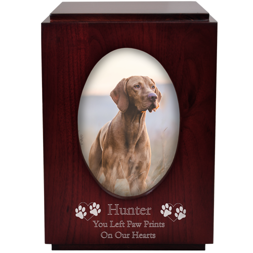 Cherry Finish Wood with Oval Photo Window Pet 200 cu in Cremation Urn-Cremation Urns-New Memorials-Afterlife Essentials