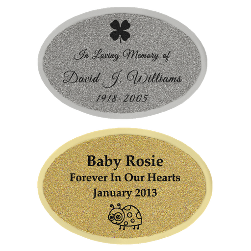 Engraved Memorial Plaque - Small Oval, 2 finishes-Plaques-New Memorials-Afterlife Essentials