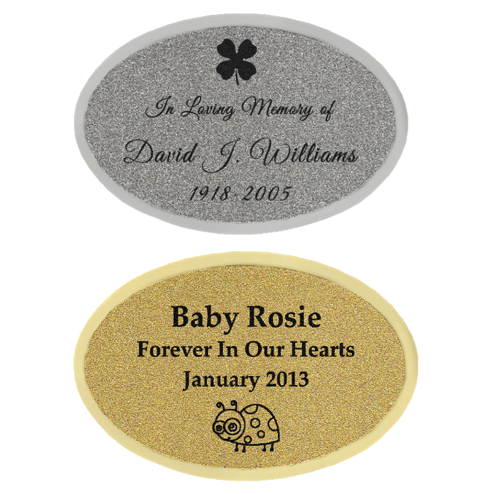 Engraved Memorial Plaque - Small Oval, 2 finishes-Plaques-New Memorials-Afterlife Essentials