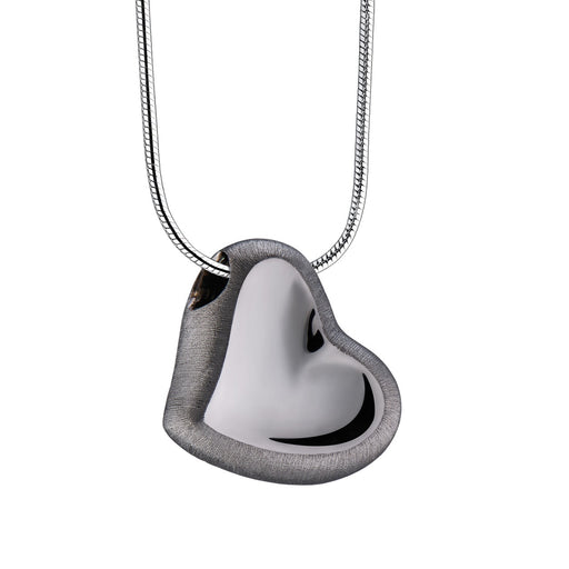 Leaning Heart Cremation Pendant, Ruthenium Jewelry-Jewelry-Urns of Distinction-Afterlife Essentials