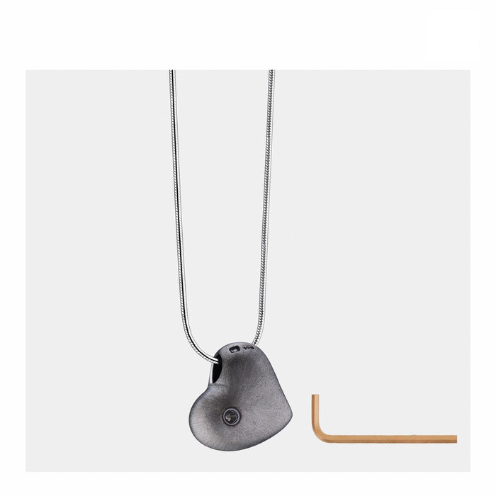Leaning Heart Cremation Pendant, Ruthenium Jewelry-Jewelry-Urns of Distinction-Afterlife Essentials