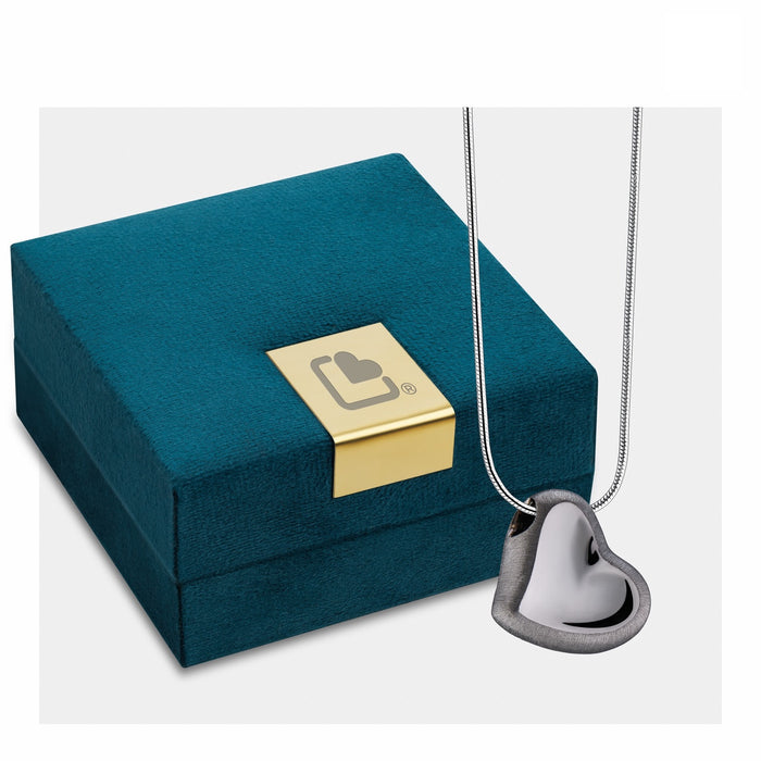 Leaning Heart Cremation Pendant, Ruthenium Jewelry-Jewelry-Urns of Distinction-Afterlife Essentials