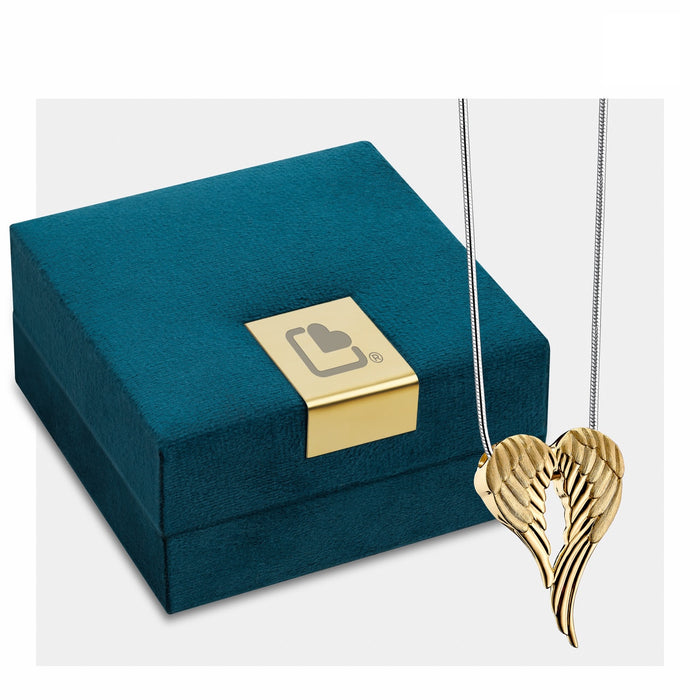 Angel Wings Cremation Pendant, Gold-Plated Jewelry-Jewelry-Urns of Distinction-Afterlife Essentials