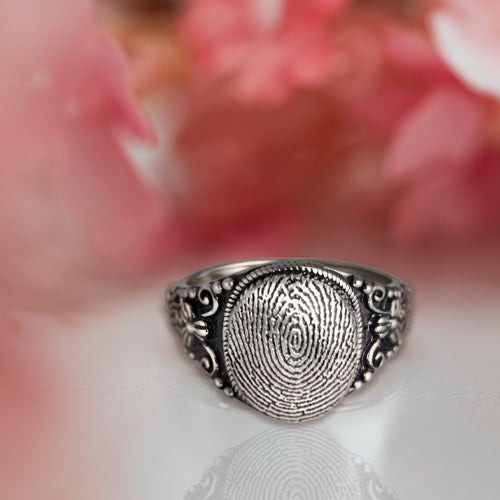 Round Ring Fingerprint Cremation Jewelry-Jewelry-New Memorials-Afterlife Essentials
