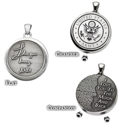 B&B Round Fingerprint Peace Sign Cremation Jewelry-Jewelry-New Memorials-Afterlife Essentials