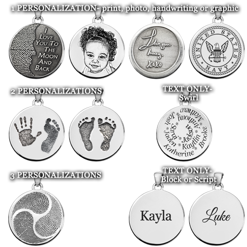 B&B Round Fingerprint Peace Sign Cremation Jewelry-Jewelry-New Memorials-Afterlife Essentials