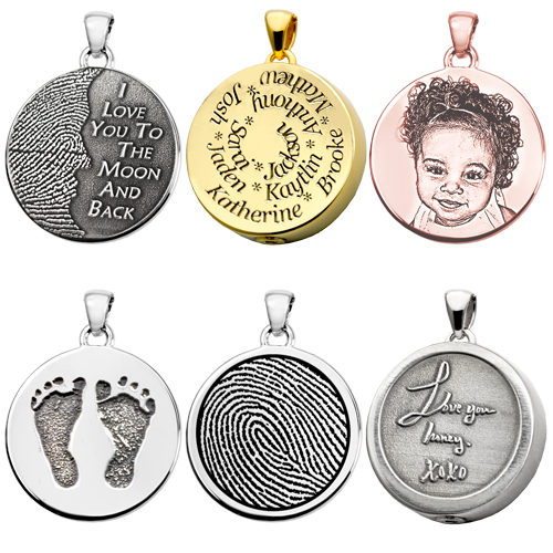 B&B Round Fingerprint Peace Sign Cremation Jewelry-Jewelry-New Memorials-Afterlife Essentials