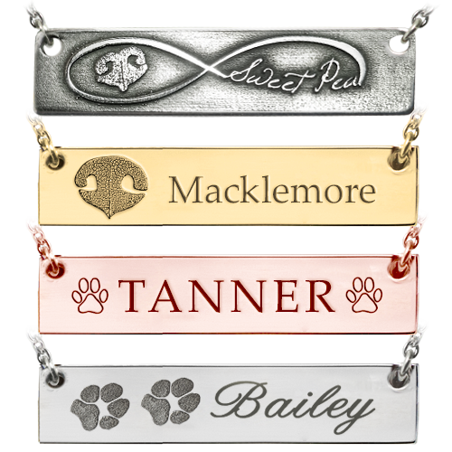 Pet Personalized Bar Pendant Horizontal- Flat Memorial Jewelry-Jewelry-New Memorials-Afterlife Essentials