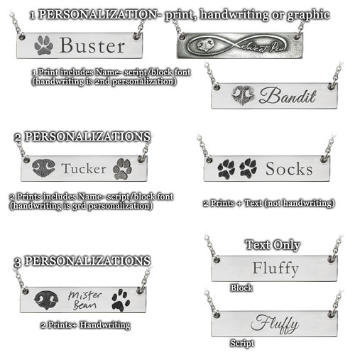 Pet Personalized Bar Pendant Horizontal- Flat Memorial Jewelry-Jewelry-New Memorials-Afterlife Essentials
