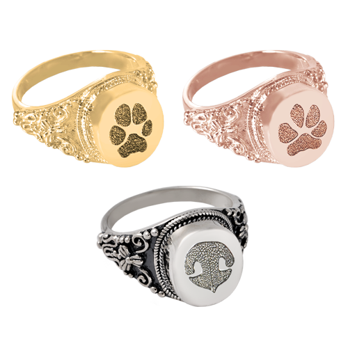 Pet Personalized Antique Round Ring Cremation Jewelry-Jewelry-New Memorials-Afterlife Essentials
