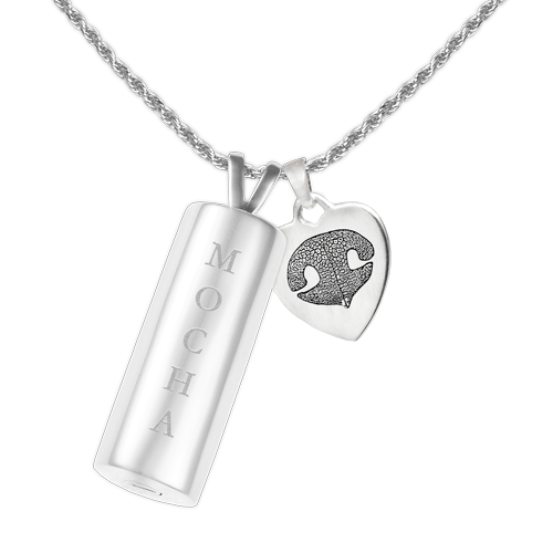 Pet Personalized Cylinder and Petite Charm Memory Set-Jewelry-New Memorials-Sterling Silver-Afterlife Essentials